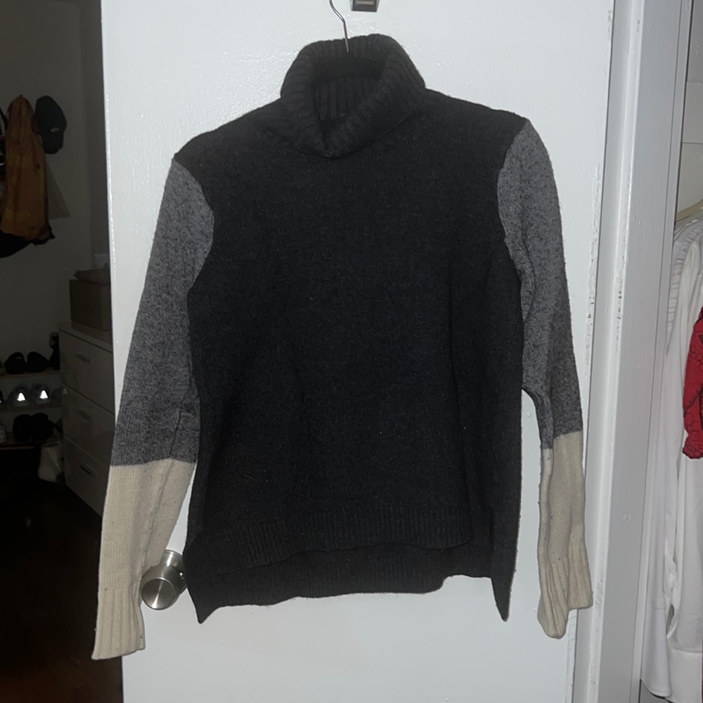 Vince Turtleneck Grey Color Block Sweater - image 1